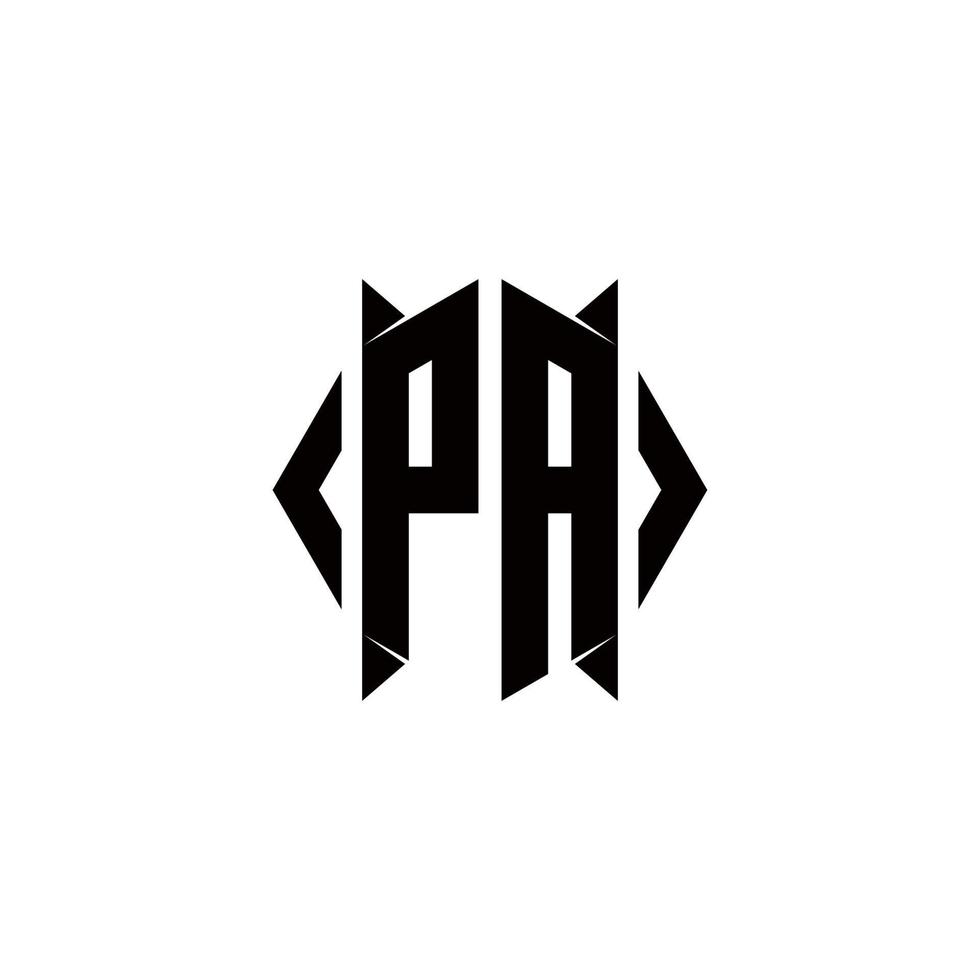 pa Logo Monogramm mit Schild gestalten Designs Vorlage vektor