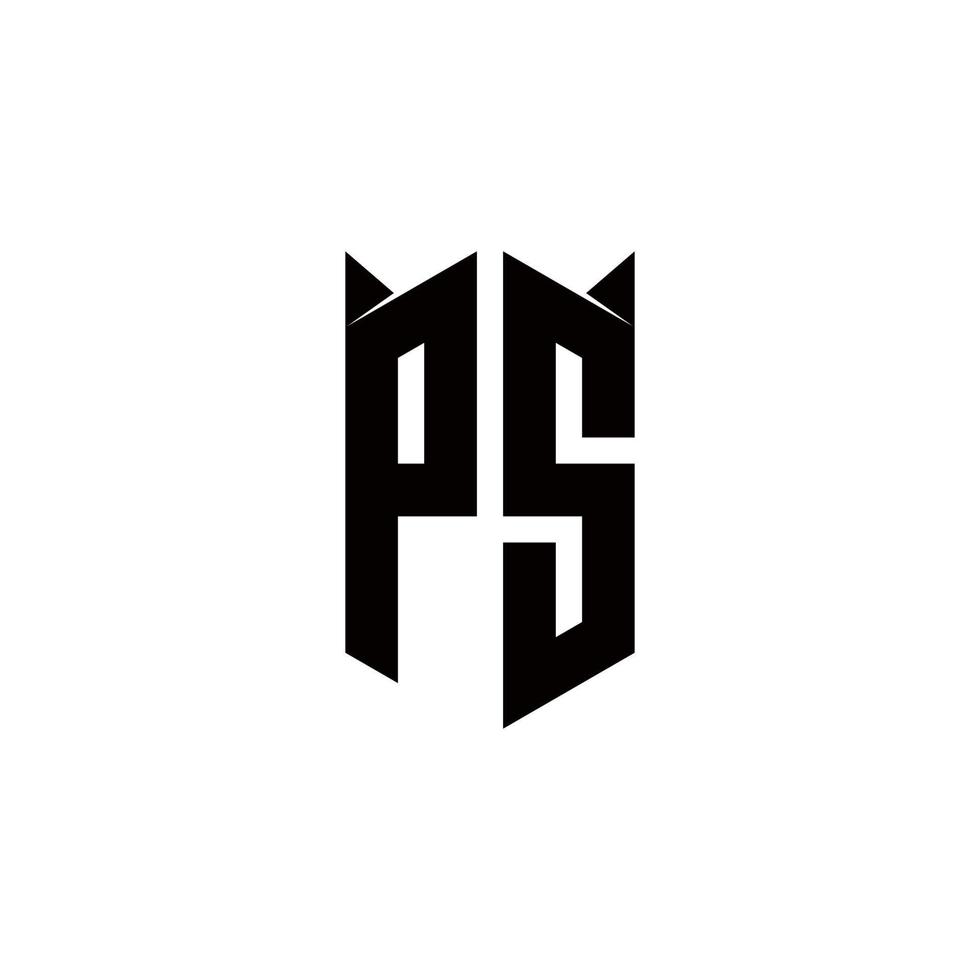 ps logotyp monogram med skydda form mönster mall vektor