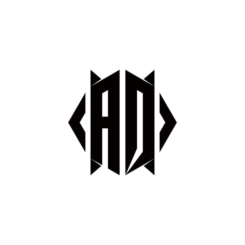 aq logotyp monogram med skydda form mönster mall vektor