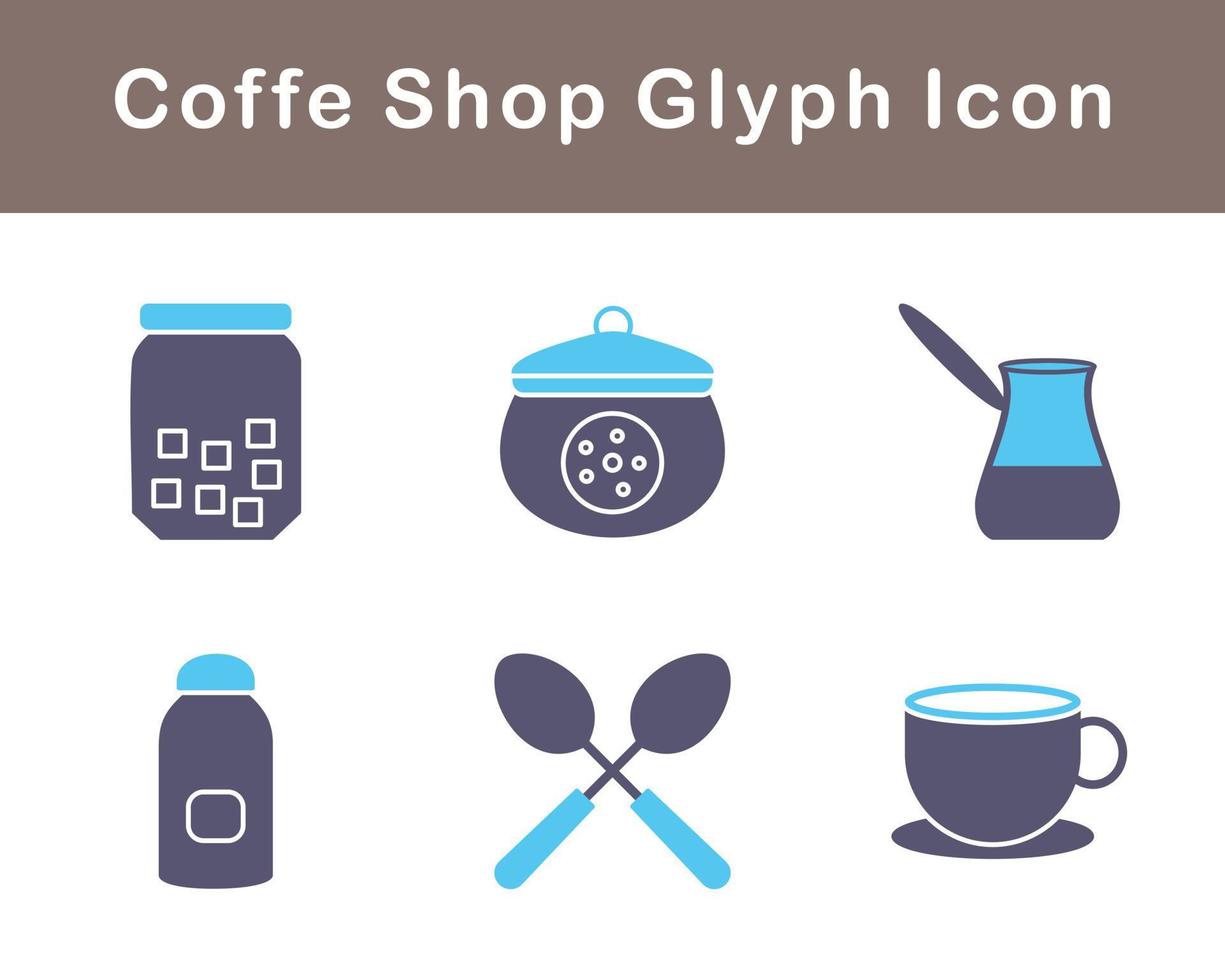 Kaffee Geschäft Vektor Symbol einstellen