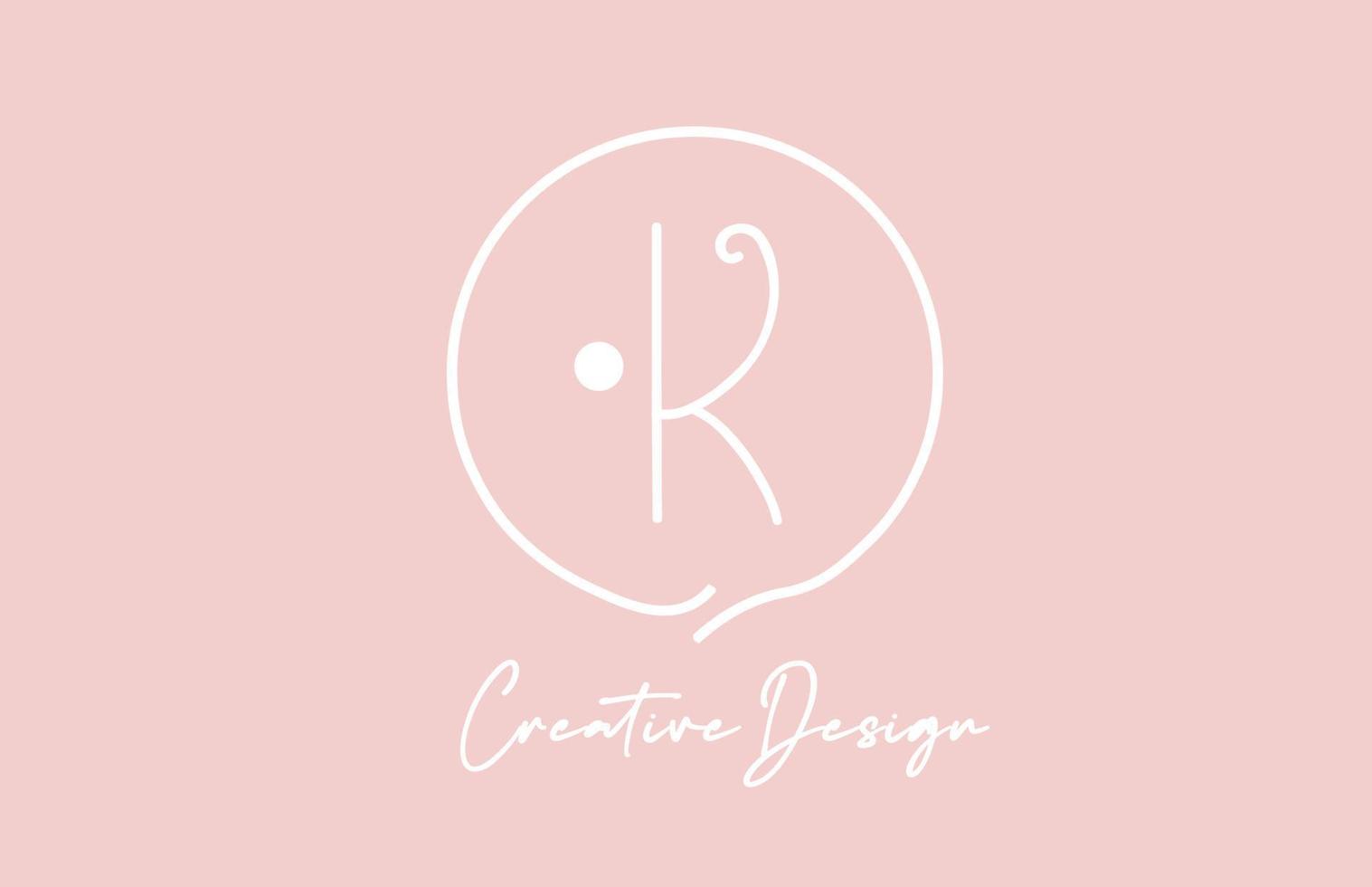 Rosa Weiß k Alphabet Brief Logo Symbol Design mit Kreis und Jahrgang Stil. kreativ Vorlage zum Unternehmen und Geschäft vektor