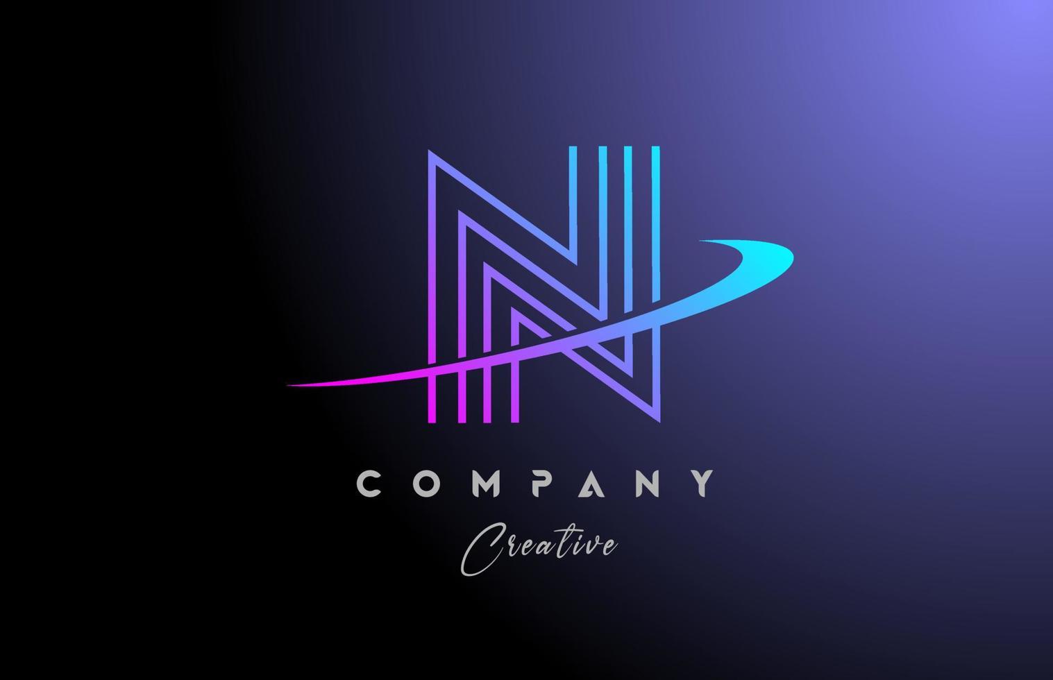 n rosa blå alfabet brev logotyp ikon design med susa. linje kreativ mall för företag och företag vektor