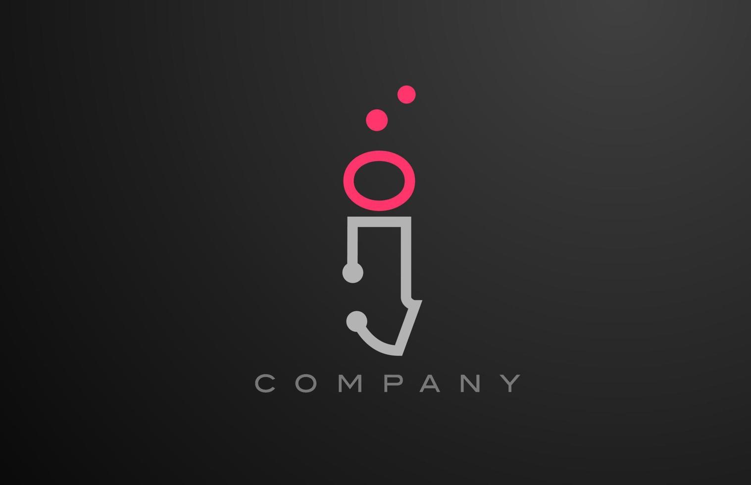 grau ich Alphabet Brief Logo Symbol Design mit Rosa Punkt. kreativ Vorlage zum Geschäft und Unternehmen vektor