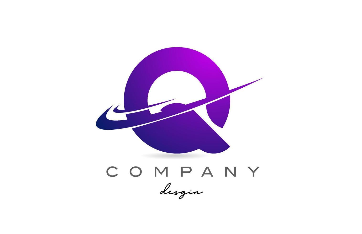 q lila alfabet brev logotyp med dubbel- susa. företags- kreativ mall design för företag och företag vektor
