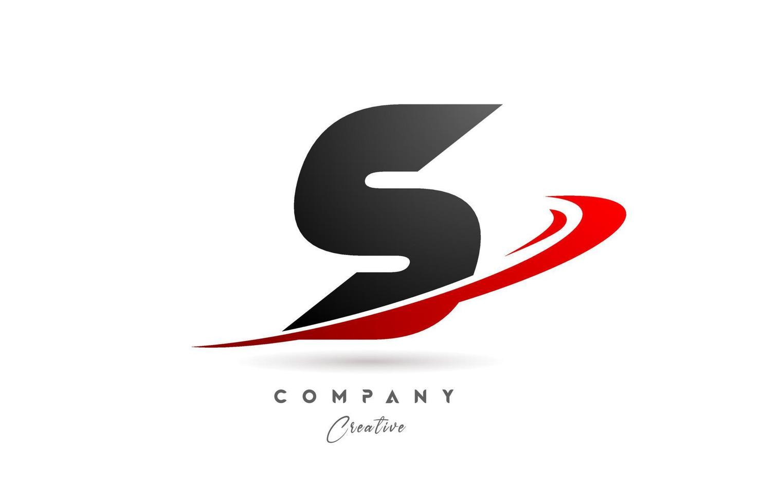 svart grå s alfabet brev logotyp ikon design med röd susa. kreativ mall för företag och företag vektor
