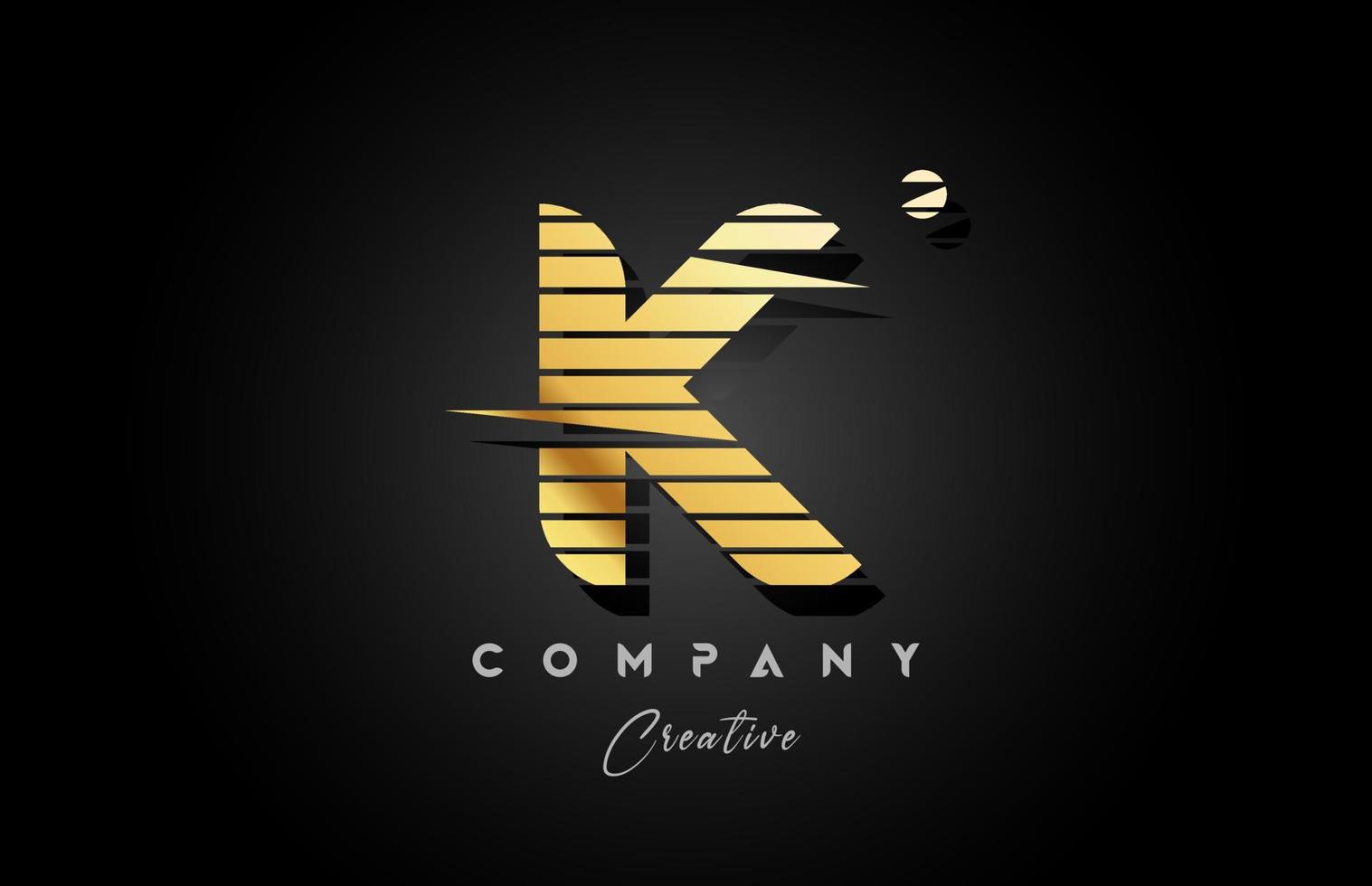 Gold golden k Alphabet Brief Logo Symbol Design mit Linie Streifen und Kreis. kreativ Vorlage zum Geschäft und Unternehmen vektor