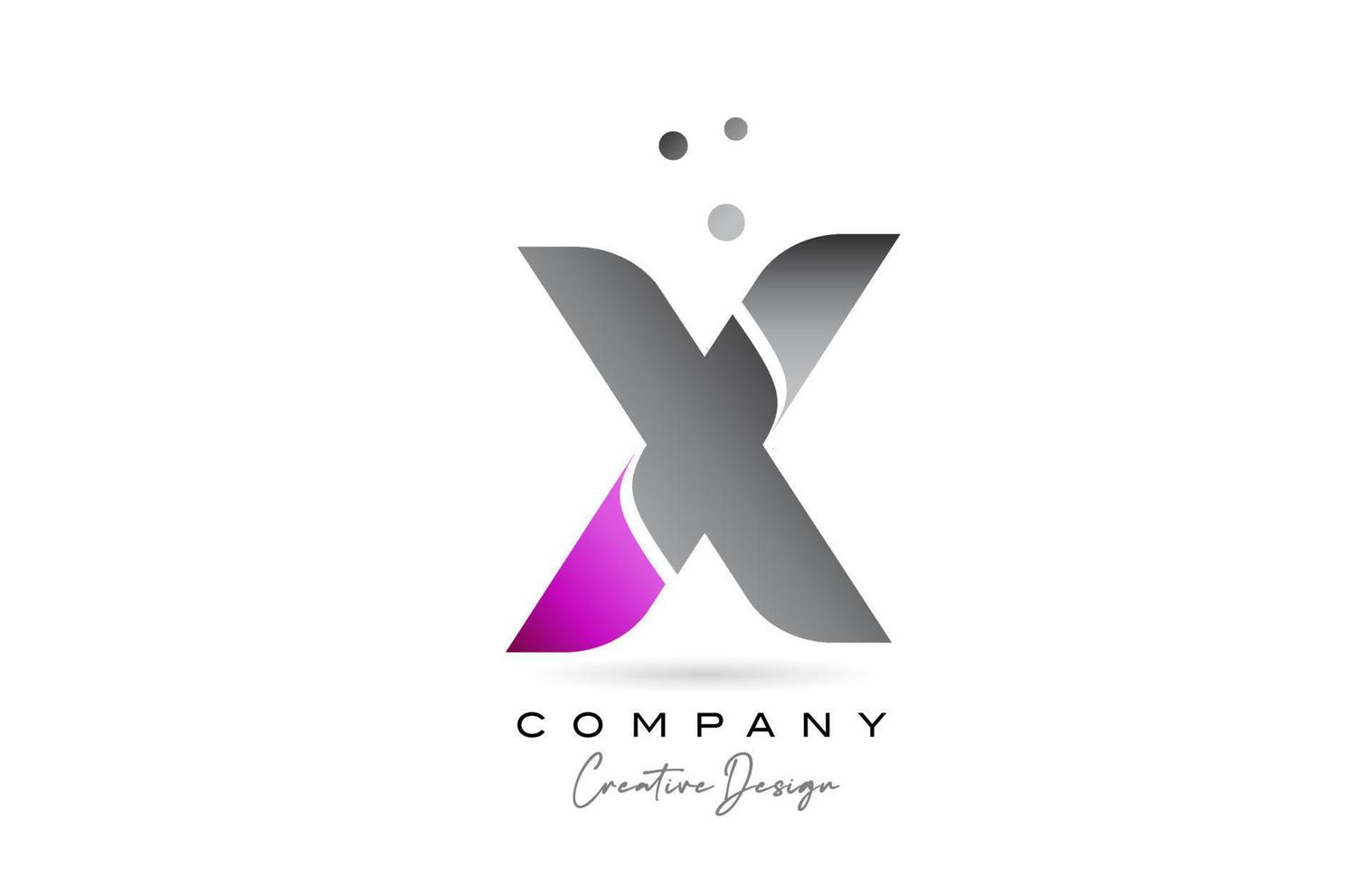 x rosa grå alfabet brev logotyp ikon design med prickar. kreativ mall för företag och företag vektor
