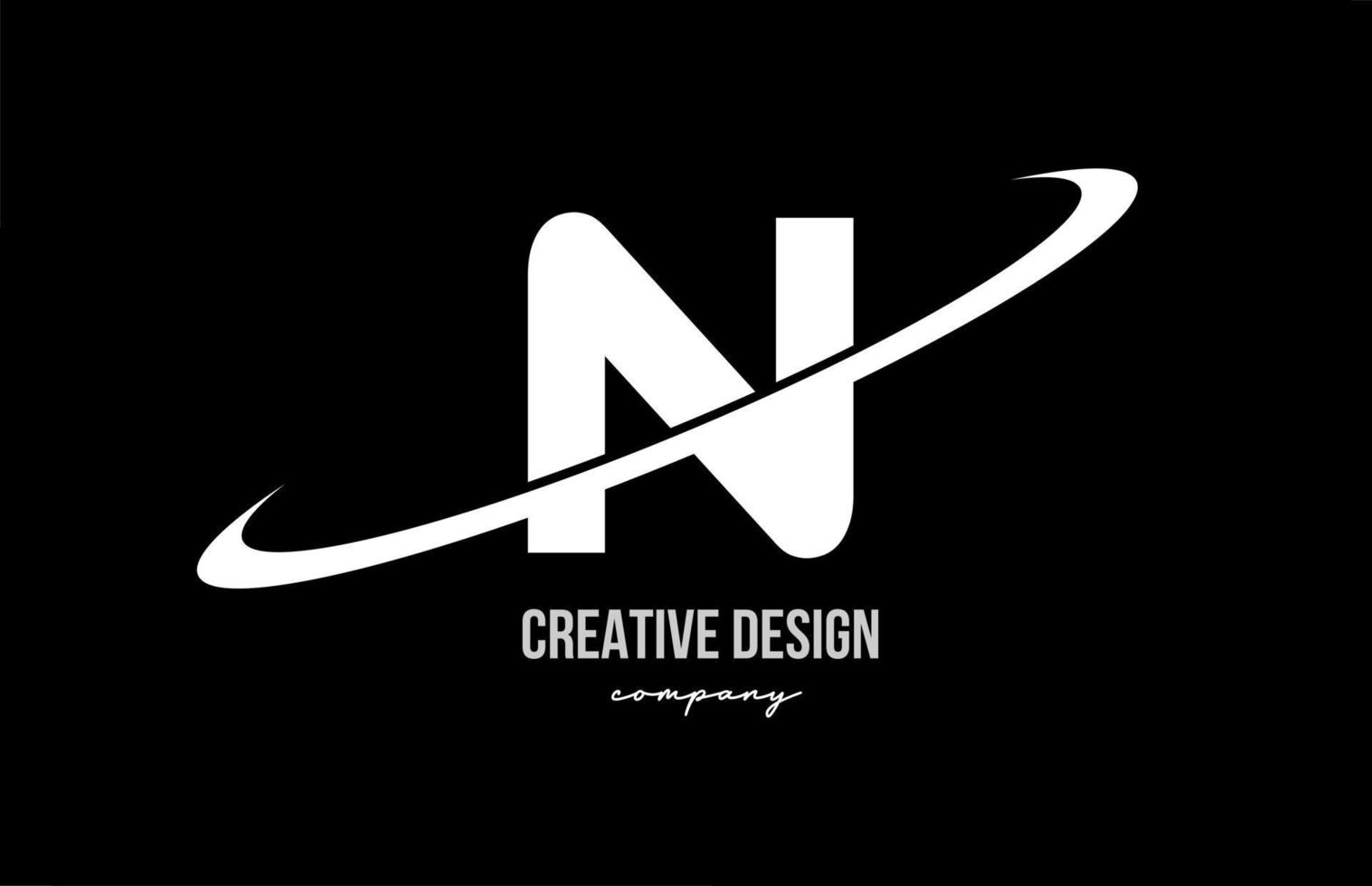 svart vit n alfabet brev logotyp med stor susa. företags- kreativ mall design för företag och företag vektor