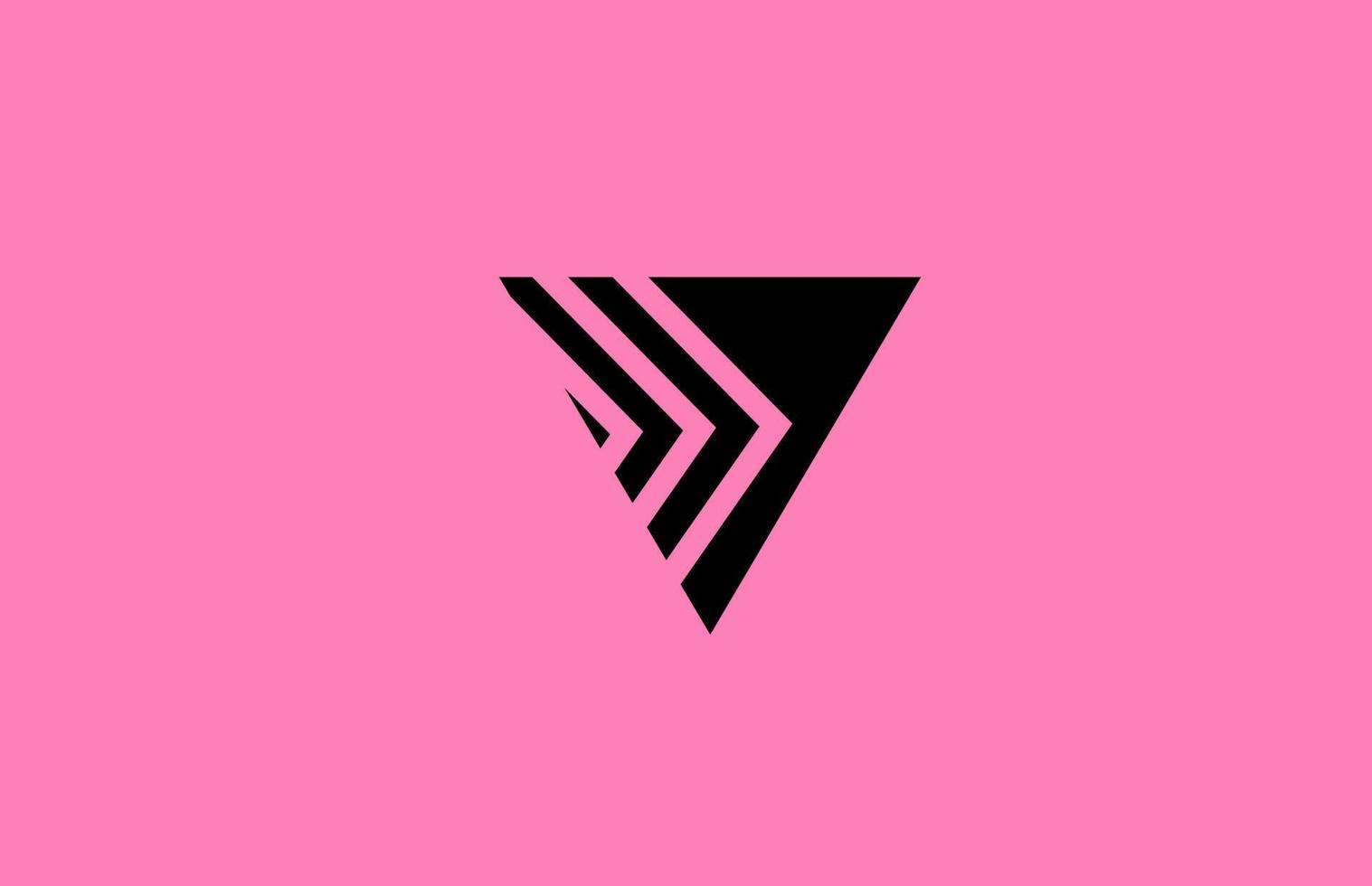 rosa svart v alfabet brev logotyp ikon design med geometrisk rader. kreativ mall för företag och företag vektor