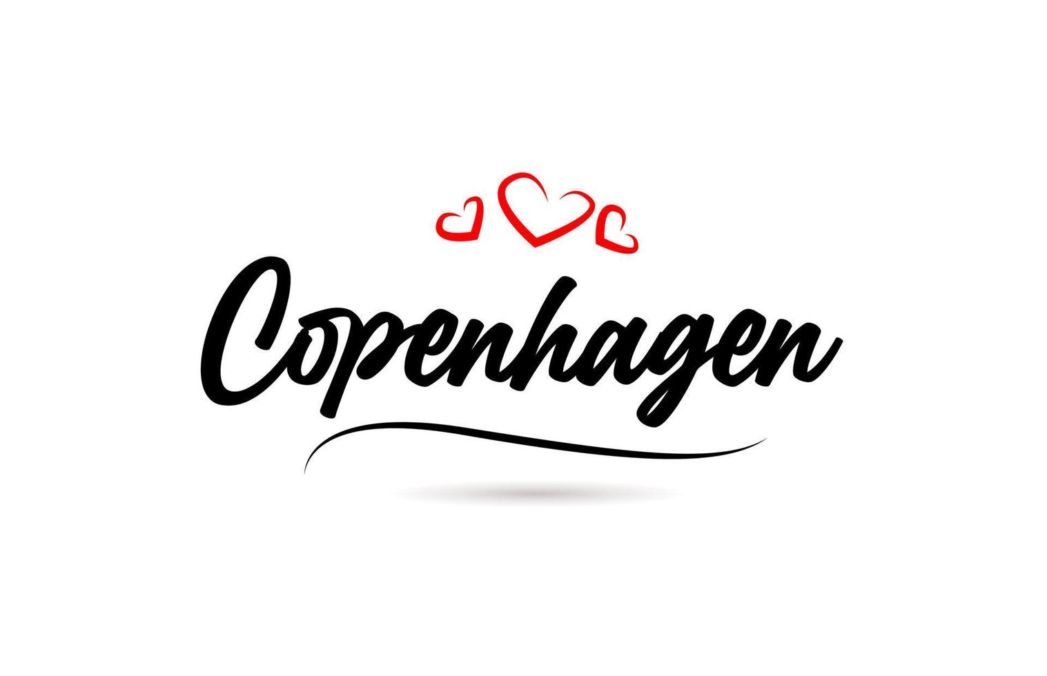 köpenhamn europeisk stad typografi text ord med kärlek. hand text stil. modern kalligrafi text vektor