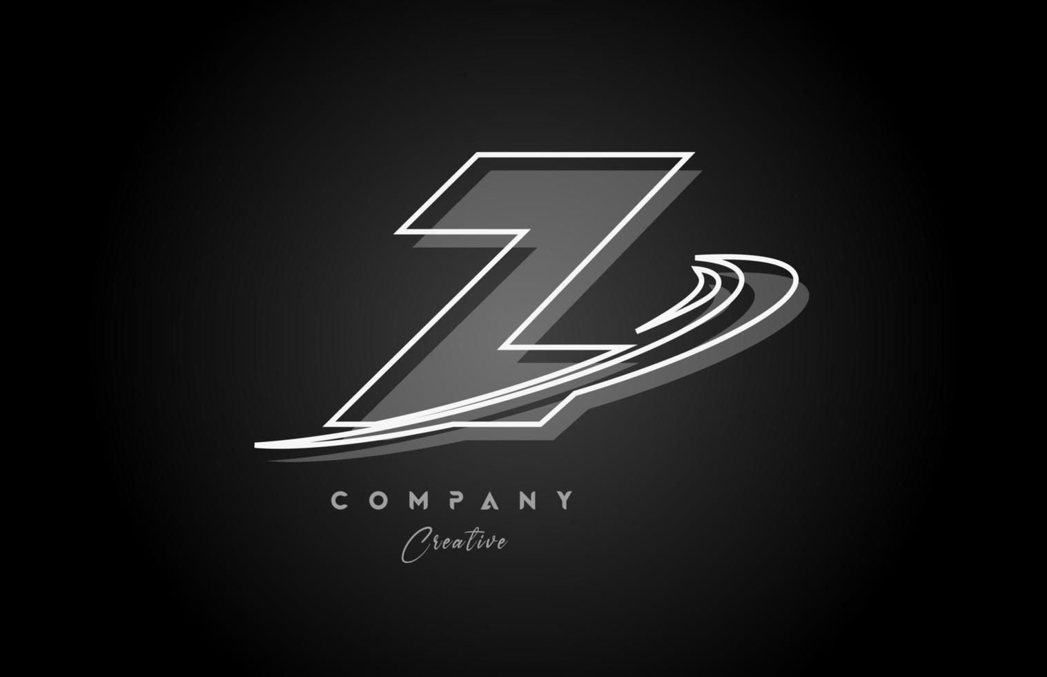 svart och vit z linje alfabet brev logotyp ikon design med susa och skugga. kreativ mall för företag och företag vektor