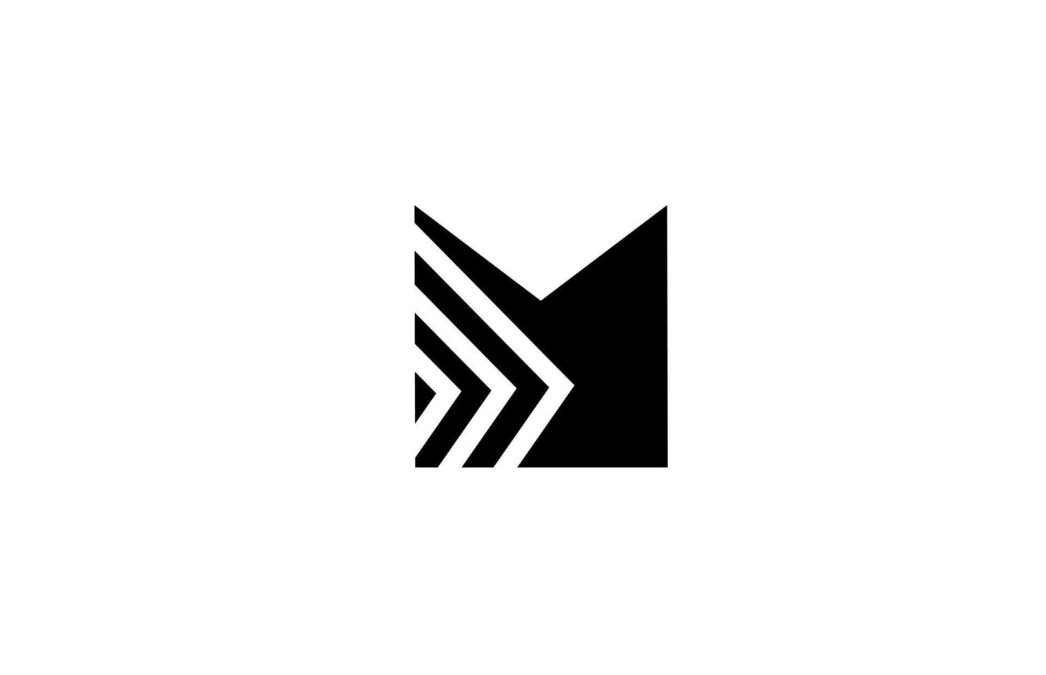 schwarz Weiß geometrisch m Alphabet Brief Logo Symbol Design. kreativ Vorlage zum Unternehmen und Geschäft vektor