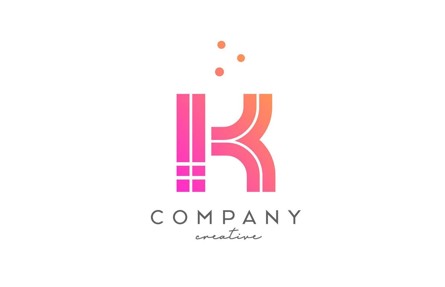 k Rosa Alphabet Brief Logo mit Linien und Punkte. korporativ kreativ Vorlage Design zum Geschäft und Unternehmen vektor