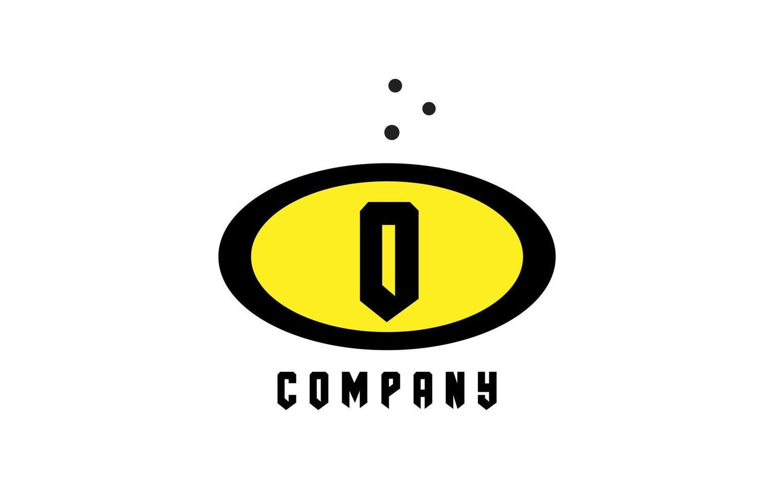 ellips o alfabet djärv brev logotyp med prickar. kreativ mall design för företag och företag i gul och svart vektor