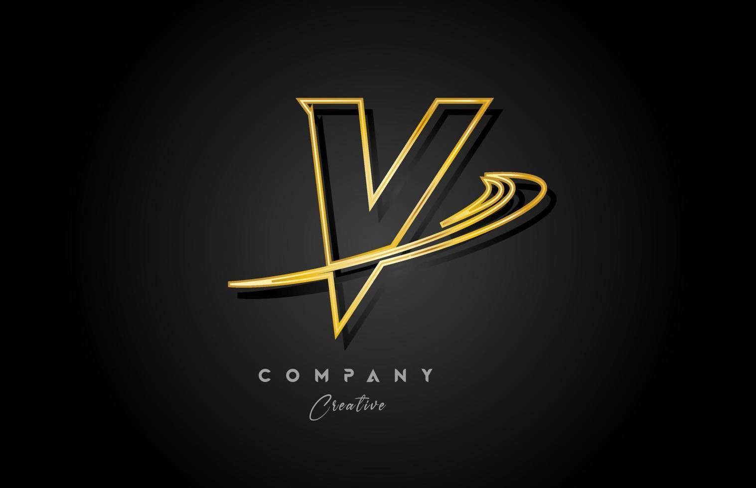 Gold v Alphabet Brief Logo Symbol Design mit golden rauschen. kreativ Vorlage zum Unternehmen und Geschäft vektor