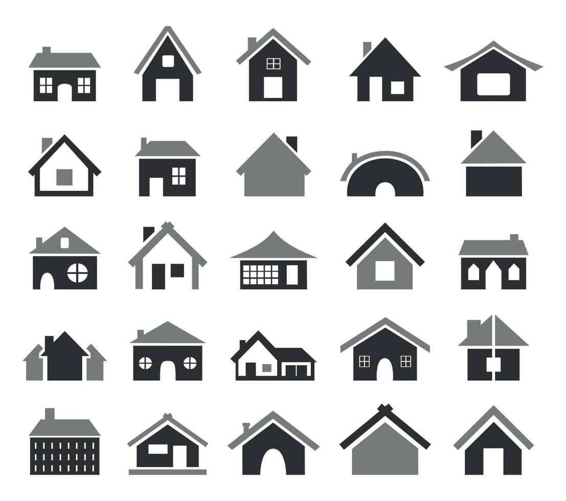 einstellen von Symbole von Häuser zum Netz Design vektor
