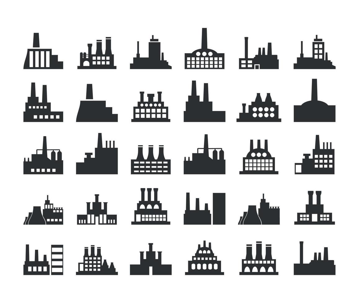 uppsättning av ikoner på en tema de industri. en vektor illustration