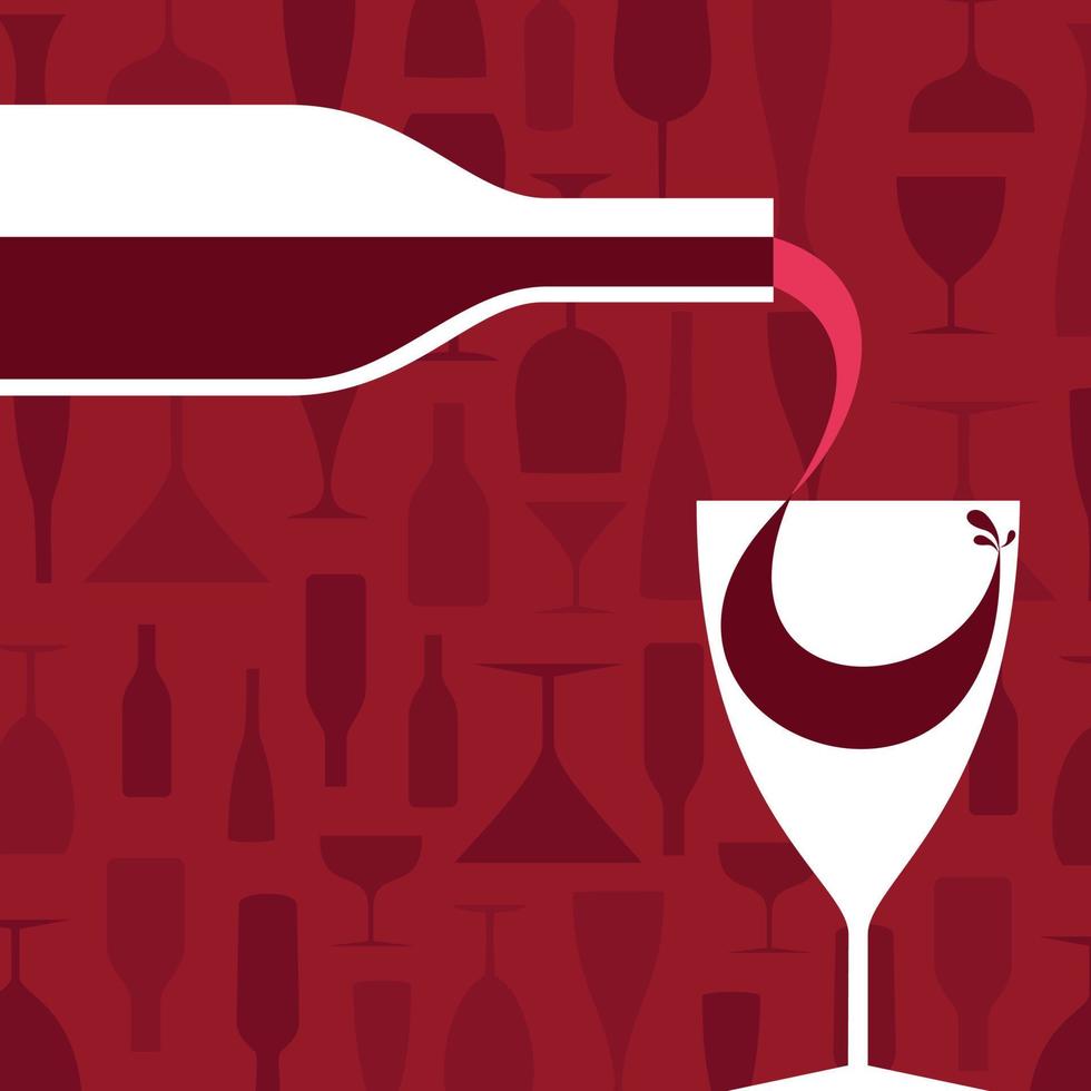 vin flaska på en röd bakgrund. en vektor illustration