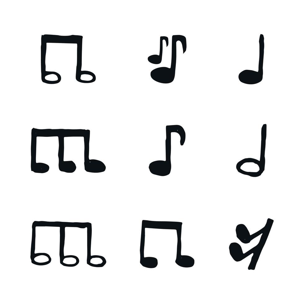 uppsättning av ikoner av musikalisk anteckningar för design vektor