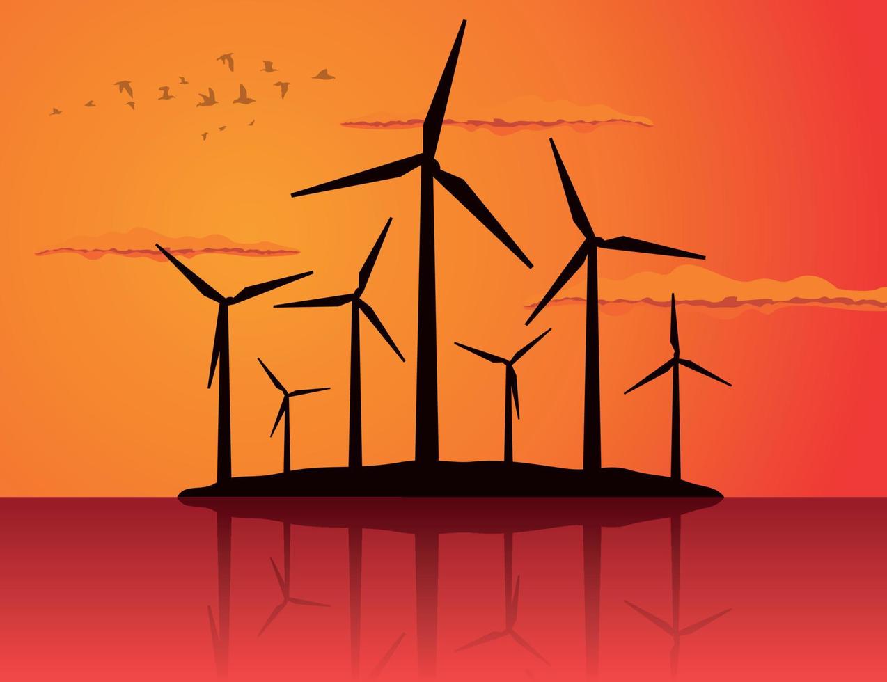 ekologiskt en vind netto energi. en vektor illustration