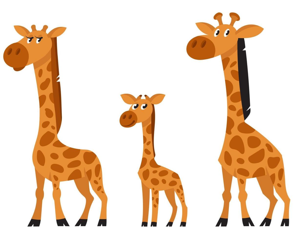 giraff familj tre kvartal vy. vektor