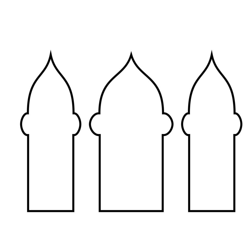 Moschee Symbol. Gliederung Illustration von Moschee Vektor Symbol zum Netz. religiös und islamisch Symbole und Ornamente. geeignet zum Design Banner, Poster, Broschüren, Schöne Grüße von islamisch Ferien