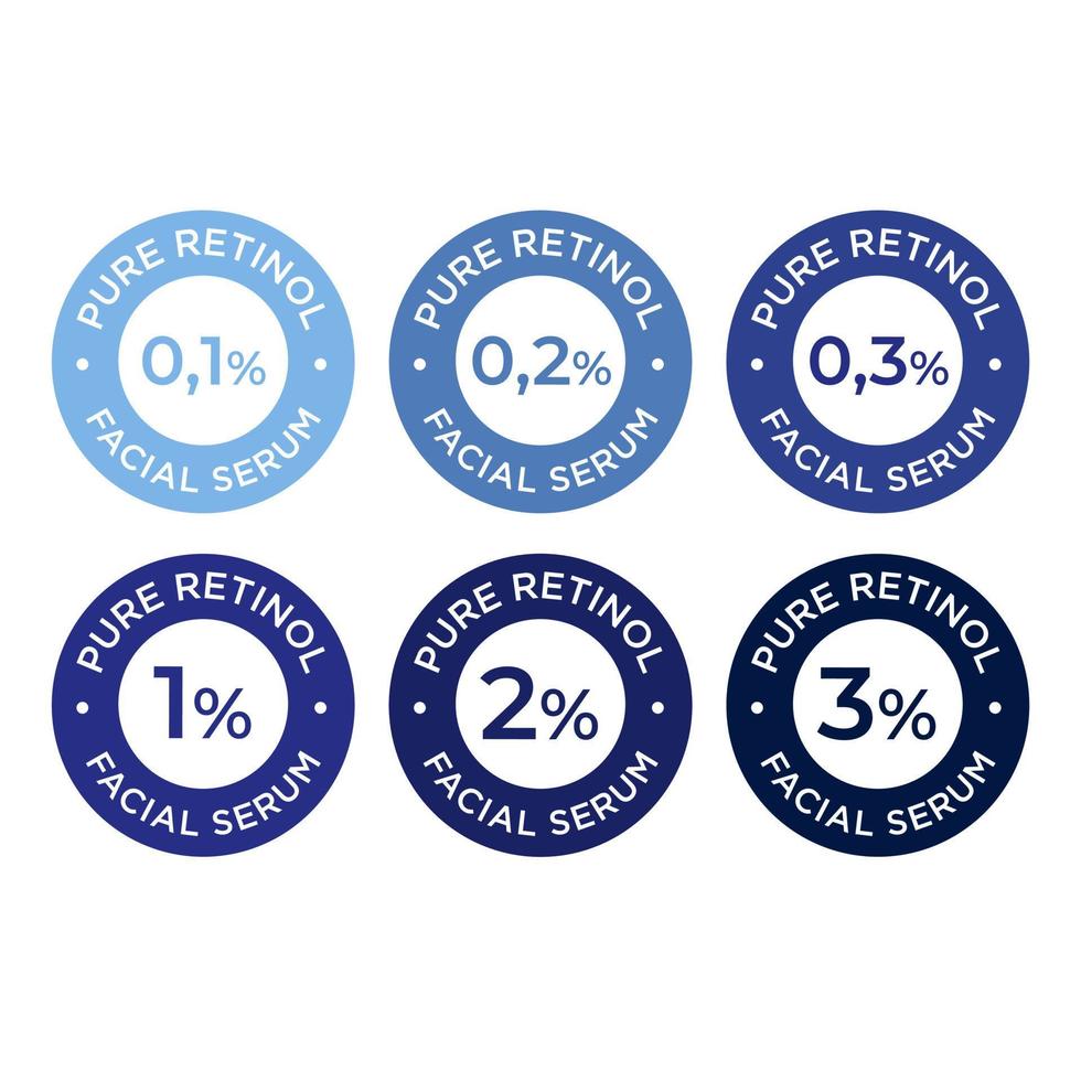 Retinol Symbole Satz. Gesichts- Serum. rein Retinol. Prozentsatz. vektor