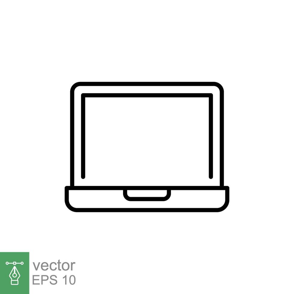 bärbar dator linje ikon. linjär symbol med tunn översikt. anteckningsbok, dator, pc, skrivbord, bärbar enhet begrepp. vektor illustration isolerat på vit bakgrund. eps 10.
