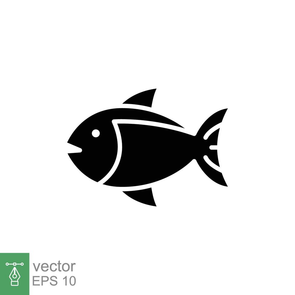 Fisch Symbol Vektor Silhouette Symbol. Meer Leben, Thunfisch, Fische, Natur Konzept zum Essen Vorlage Design. solide, Glyphe Vektor Illustration isoliert auf Weiß Hintergrund. eps 10.