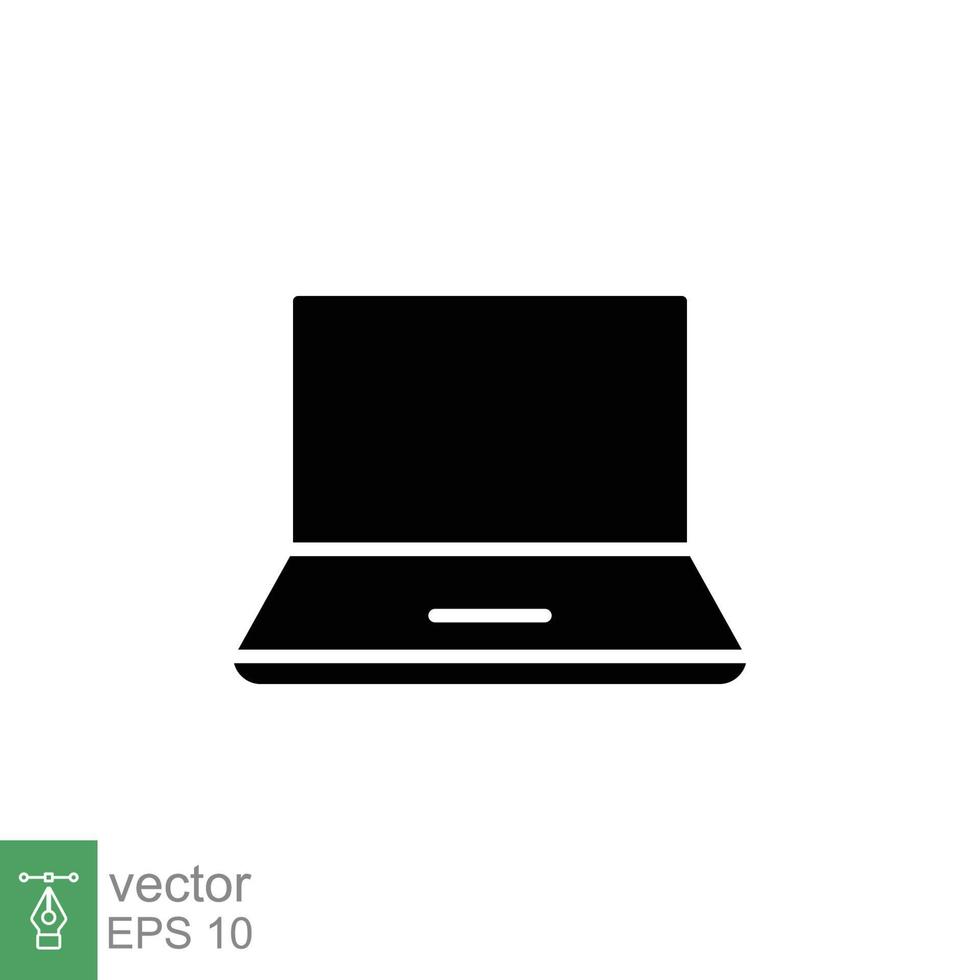 bärbar dator ikon. enkel platt stil. anteckningsbok, dator, pc, skrivbord, bärbar enhet begrepp. svart silhuett symbol. vektor illustration isolerat på vit bakgrund. eps 10.