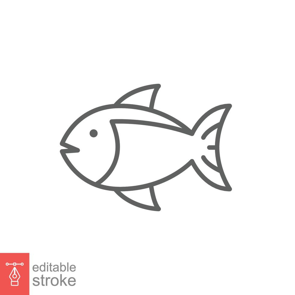 fisk linje ikon. enkel översikt stil. hav liv, tonfisk, pisces begrepp för mat mall design. vektor illustration isolerat på vit bakgrund. redigerbar stroke eps 10.