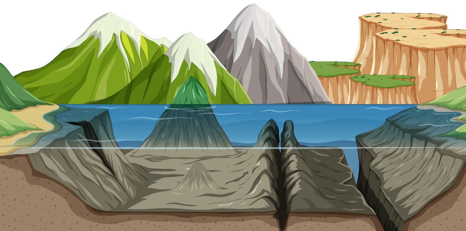 Blick auf die Naturlandschaft von einem Berggipfel vektor