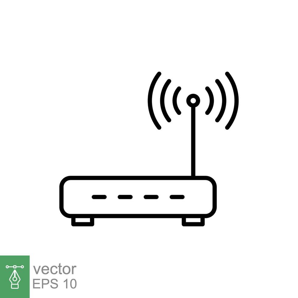 wiFi router ikon. enkel översikt stil för webb mall och app. bredband, modem, trådlös, internet, tunn linje vektor illustration design isolerat på vit bakgrund. eps 10.