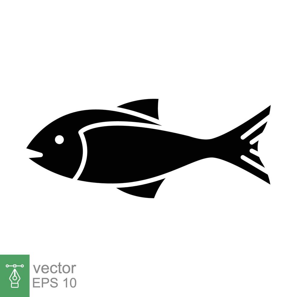 Fisch Symbol Vektor Silhouette Symbol. Meer Leben, Thunfisch, Fische, Natur Konzept zum Essen Vorlage Design. solide, Glyphe Vektor Illustration isoliert auf Weiß Hintergrund. eps 10.