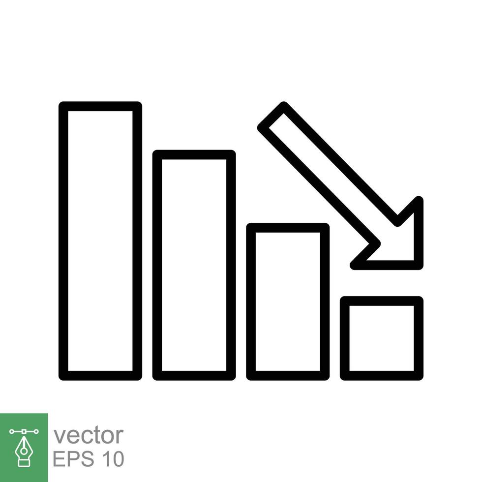 Graf ner, minska framsteg linje ikon. enkel översikt stil effektivitet minska grafisk, finansiera Diagram, abstrakt Graf, trend vektor illustration. pil Nedan, bankrutt begrepp. eps 10.