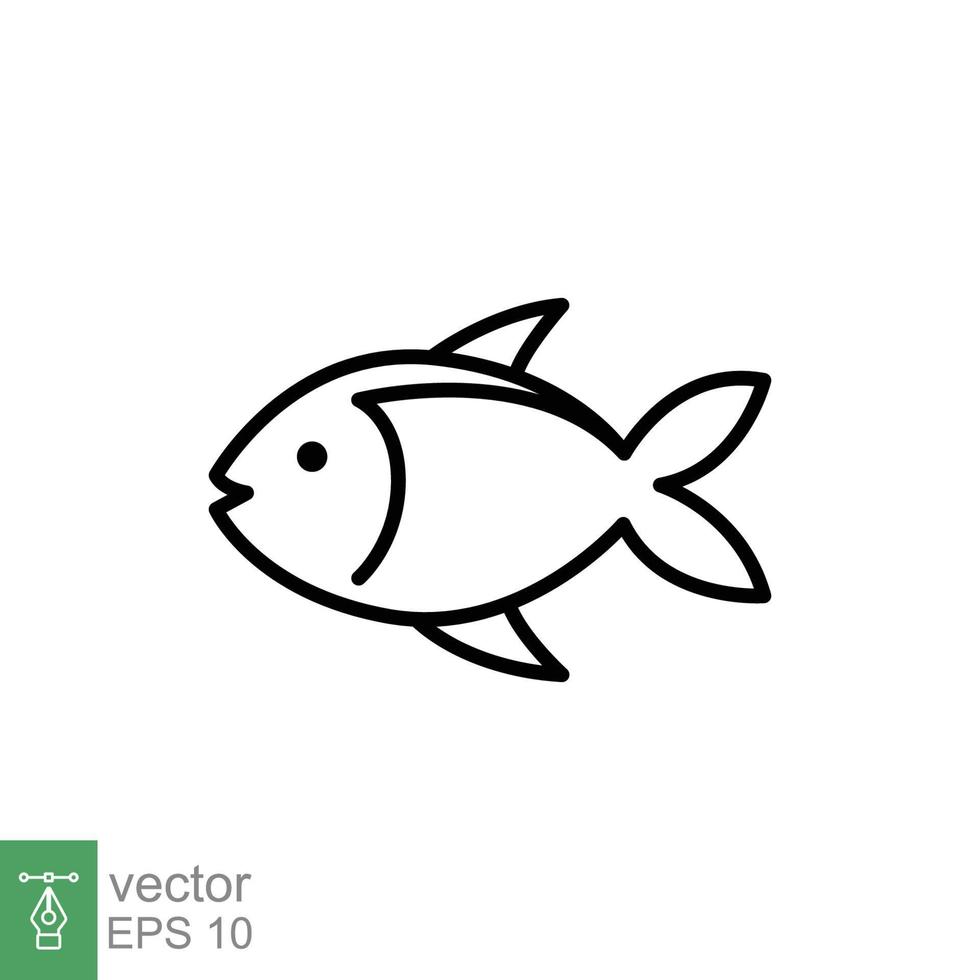 fisk linje ikon. enkel översikt stil. hav liv, tonfisk, pisces begrepp för mat mall design. vektor illustration isolerat på vit bakgrund. eps 10.