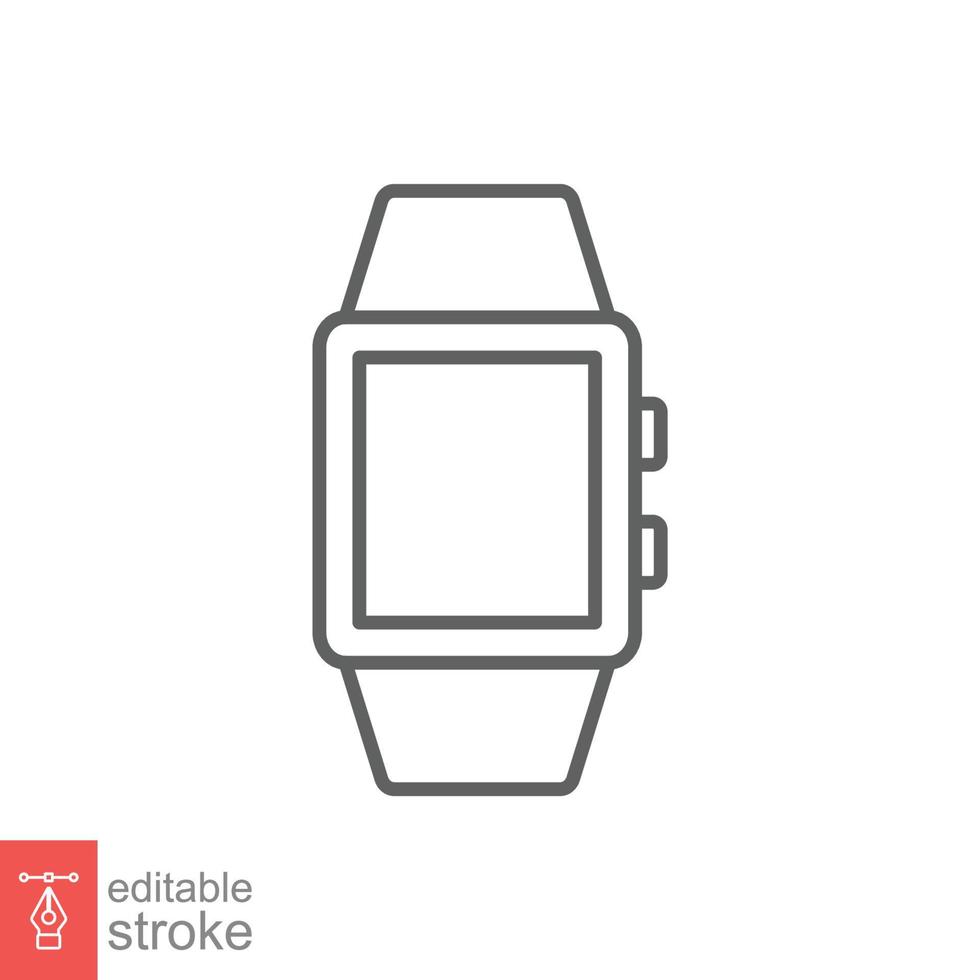 Clever Uhr Linie Symbol. einfach Gliederung Stil. tragbar, Digital Uhr, Smartwatch Technologie Konzept. Vektor Illustration isoliert auf Weiß Hintergrund. editierbar Schlaganfall eps 10.