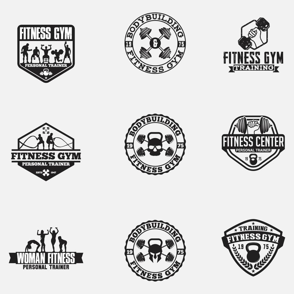 fitness gym logotyper märken vektor design mallar set