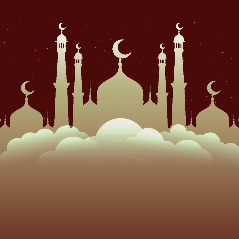 Moschee gestalten über Wolken eid Mubarak und Ramadan kareem Hintergrund. jeder Jahr vektor