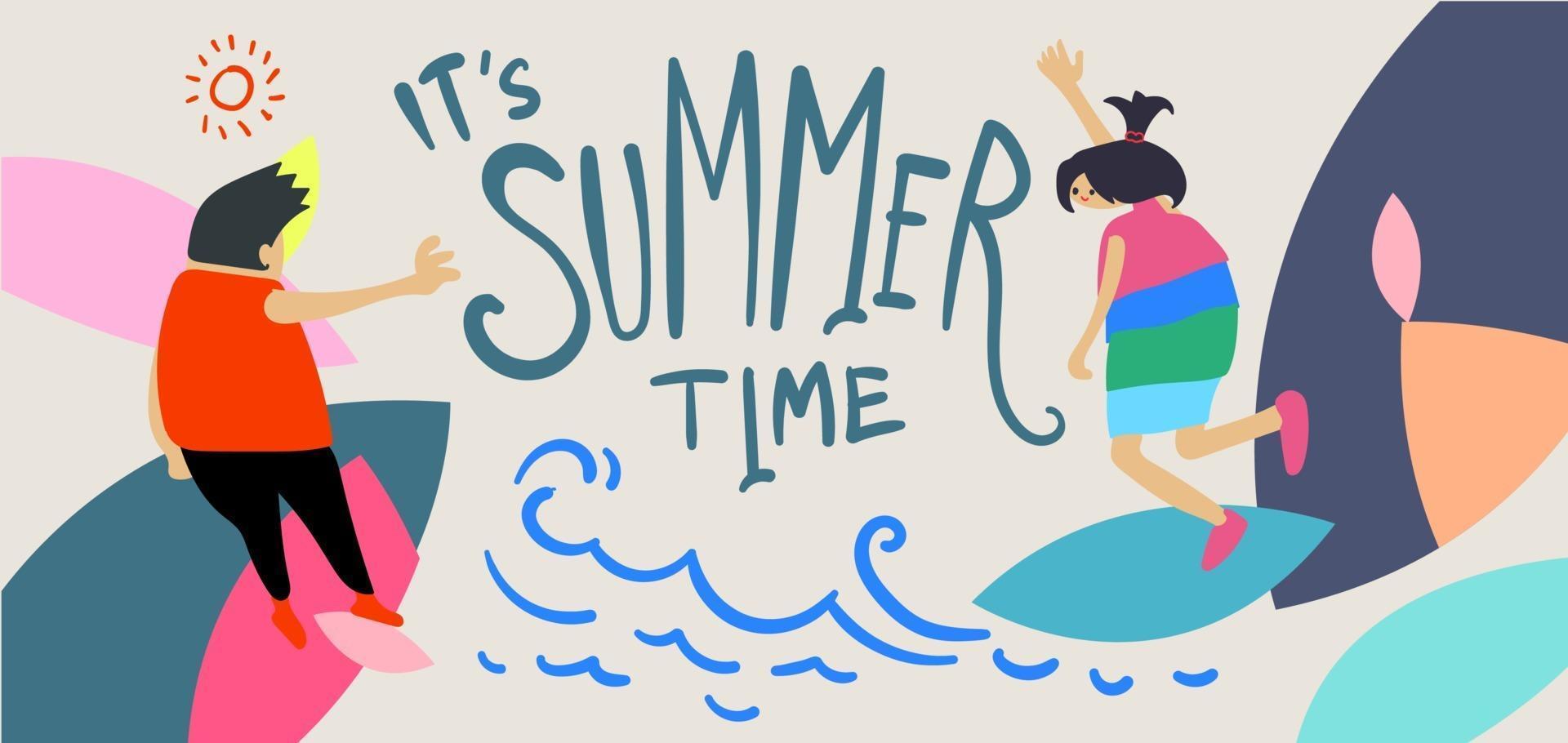 Sommerzeit Ferienzeit Banner Illustration für Kinderurlaub vektor