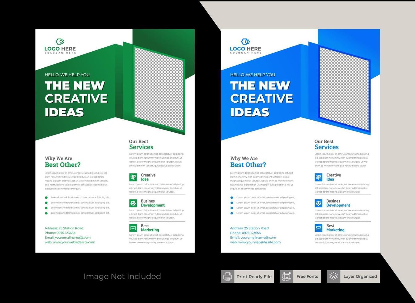 grön abd blå vektor flygblad mall
