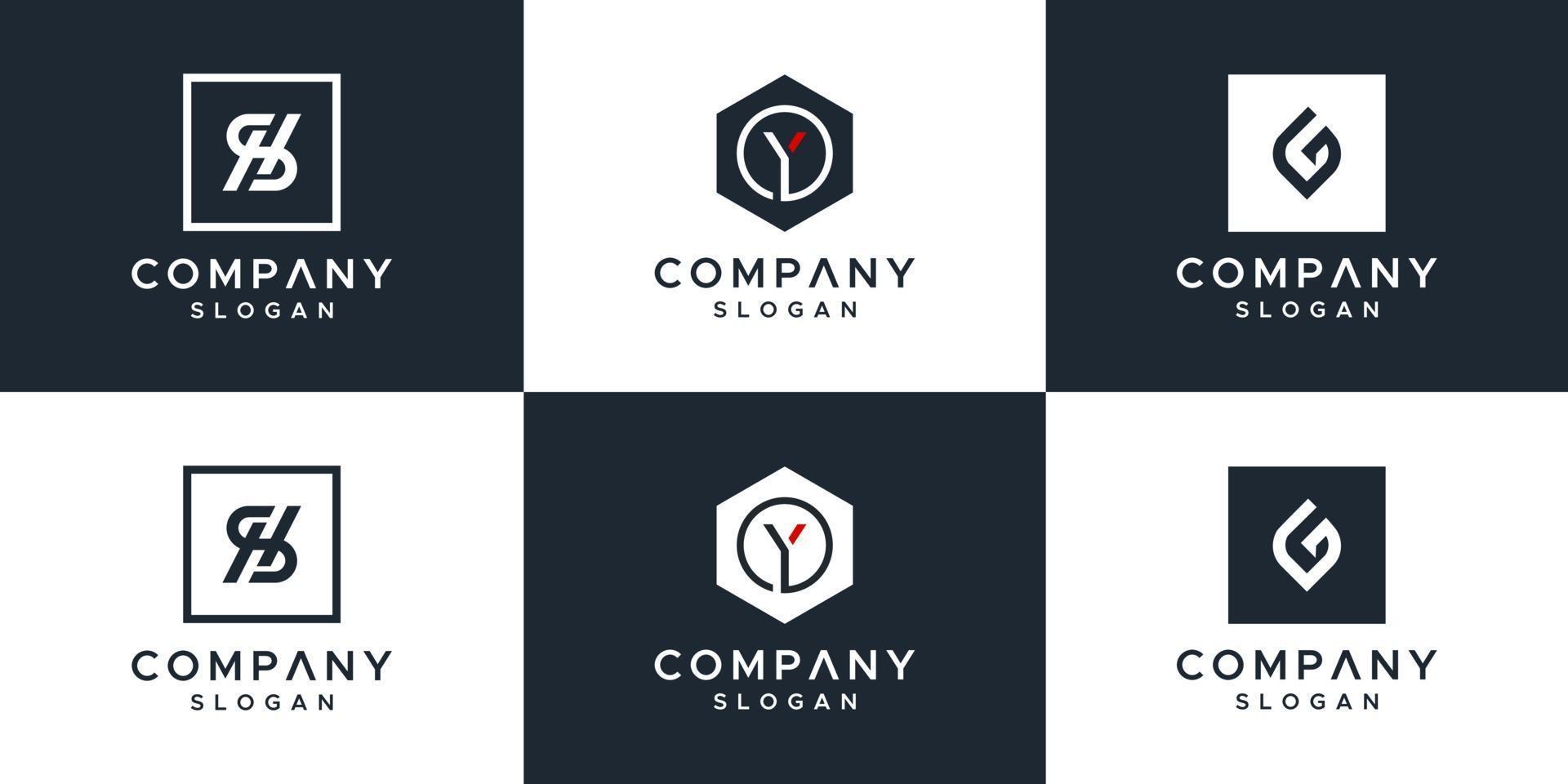 monogram set logo design vektor