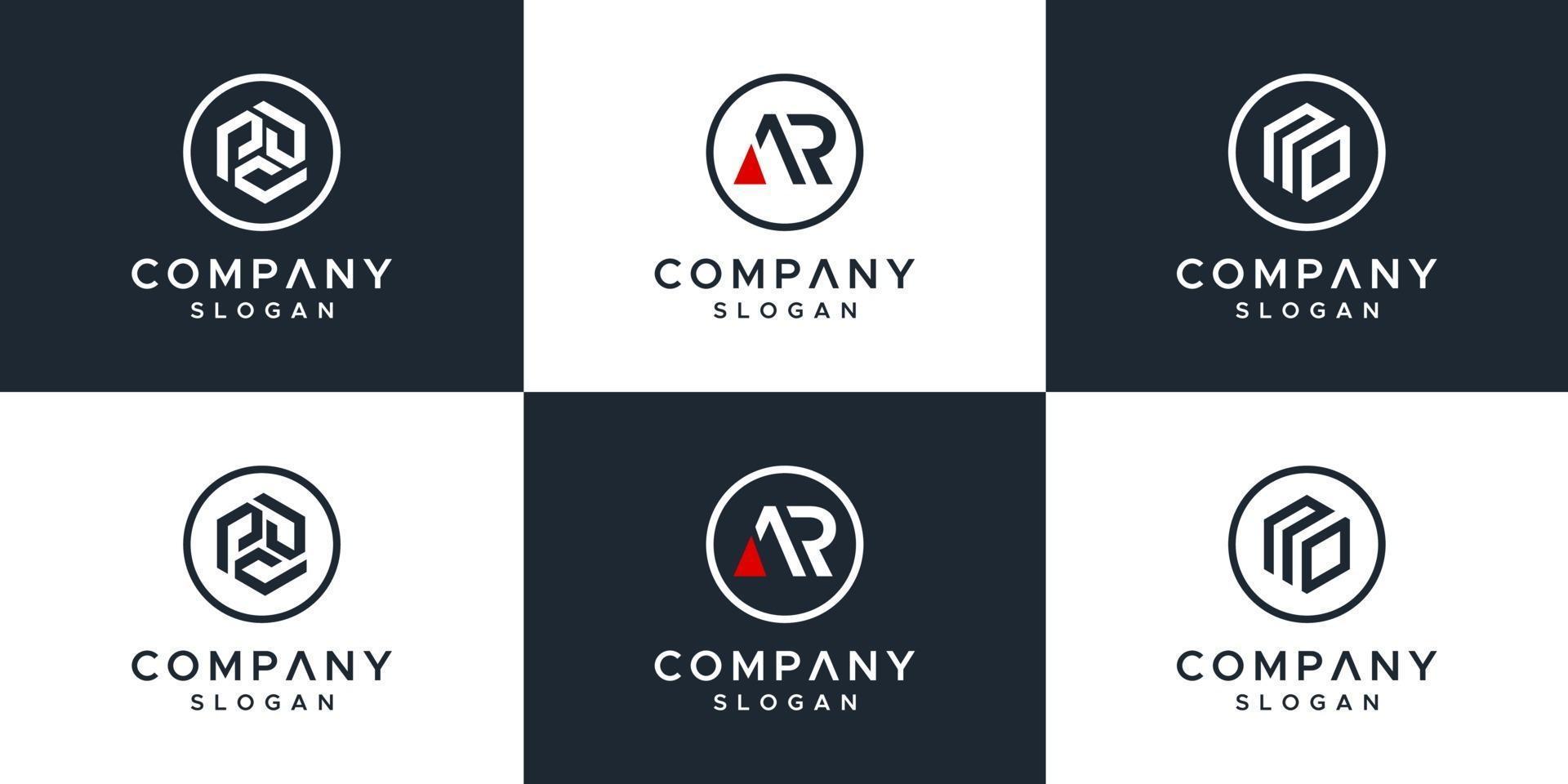 monogram set logo design vektor