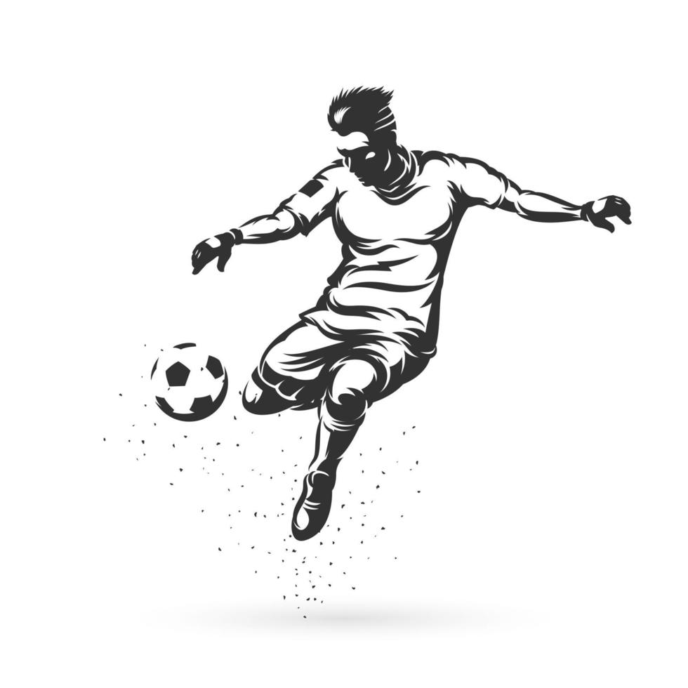 Silhouette Fußballspieler springen vektor