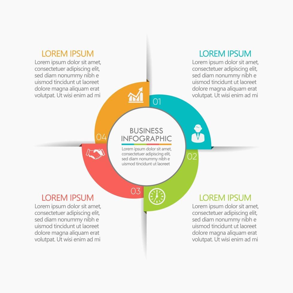 cirkel infografisk mall med 4 alternativ. vektor