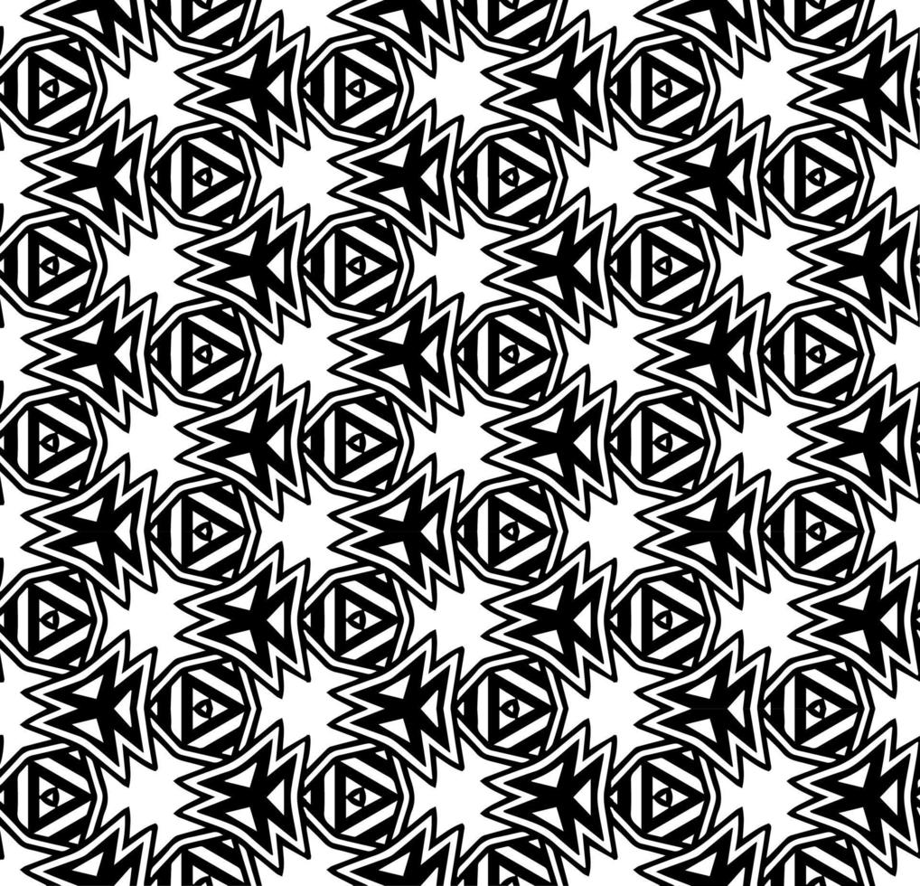 nahtloses abstraktes Schwarzweiss-Muster. Hintergrund und Hintergrund. Ziermuster in Graustufen. Mosaik-Ornamente. Vektorgrafik. vektor