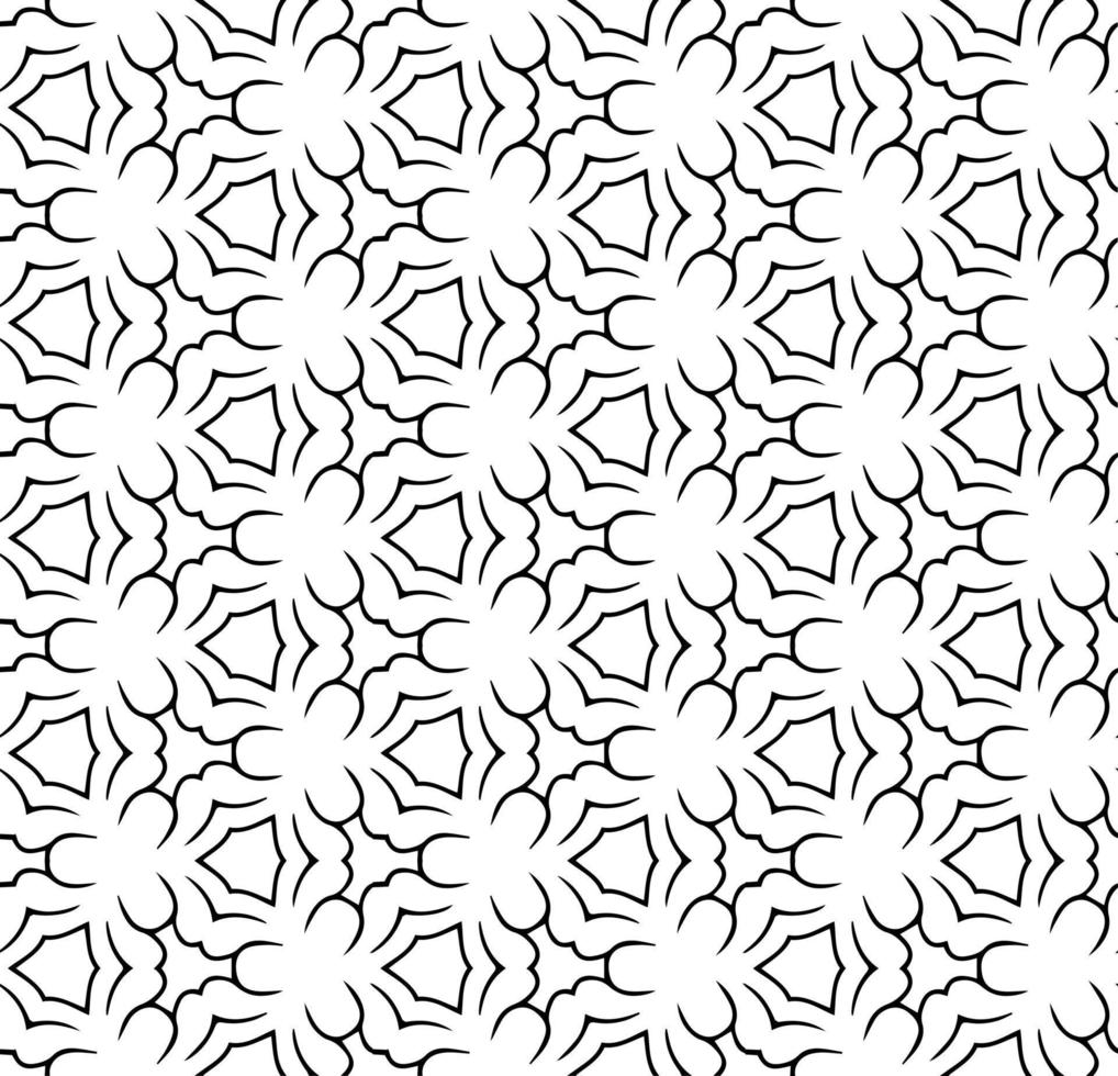 nahtloses abstraktes Schwarzweiss-Muster. Hintergrund und Hintergrund. Ziermuster in Graustufen. Mosaik-Ornamente. Vektorgrafik. vektor