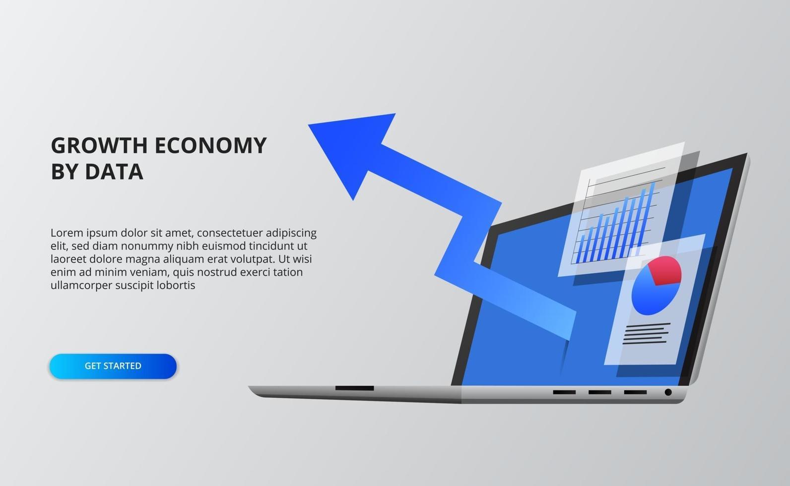 blå pil ekonomi tillväxt. finansiella och infografiska uppgifter vektor