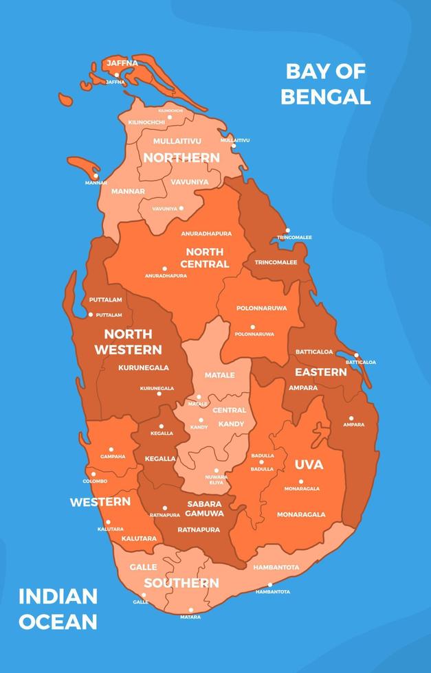 Land Karte von sri Lanka vektor