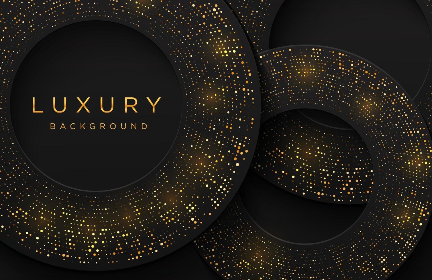 Luxus elegante 3d Form Hintergrund mit schimmernden Gold gepunkteten Muster auf schwarz isoliert. abstrakter realistischer Papierschnitthintergrund. elegante Vorlage vektor